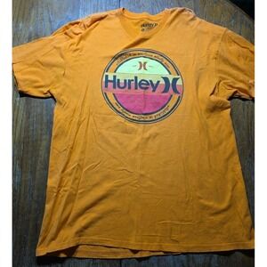 Vintage Hurley Y2K Logo Grunge Emo Surf Skate Mens T-Shirt XL Classic Fit Orange